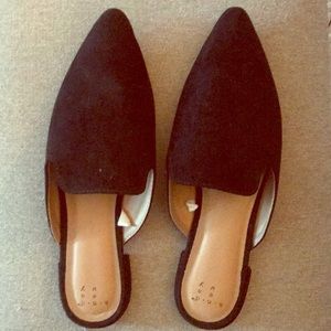 Black backless flats